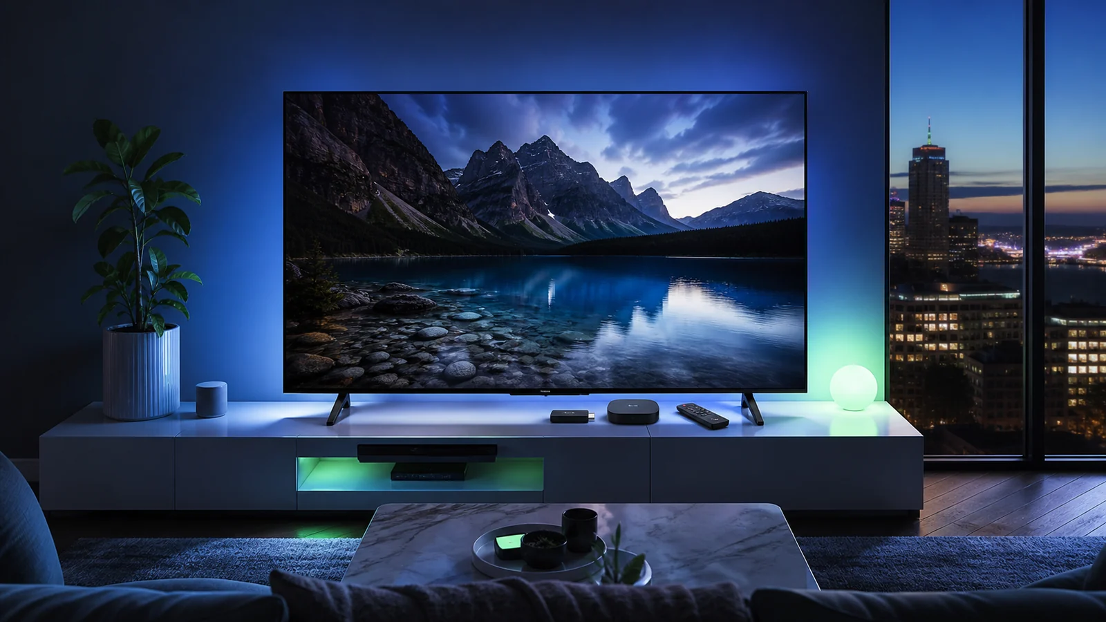 Best IPTV devices in Canada displayed with a smart TV and streaming boxes